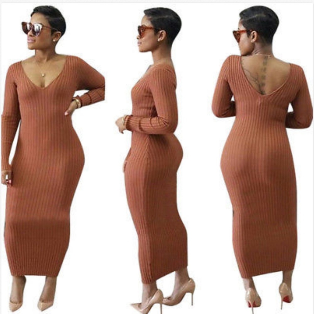 Sold...V-Neck Maxi Sweater Dress